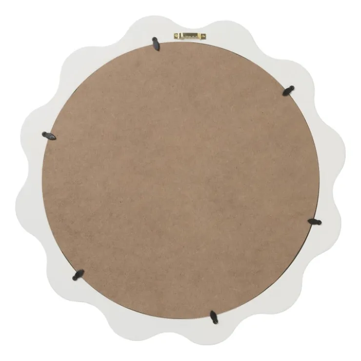 Xenos Spiegel met golfrand - wit - ø41 cm- Wandspiegels