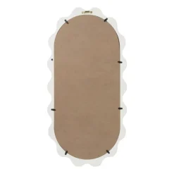 Xenos Spiegel met golfrand - wit - 30x60 cm- Wandspiegels