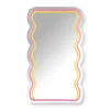 Xenos Spiegel met golven LED - geel/roze - 40x23x1.4 cm- Wandspiegels