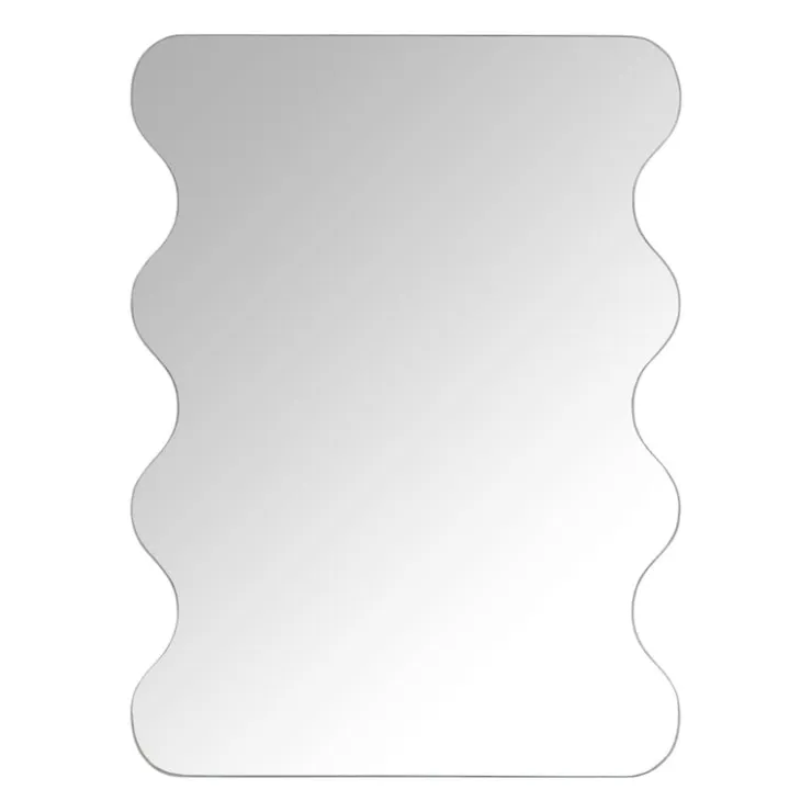 Xenos Spiegel organisch met golfrand - zilverkleurig - 50x37 cm- Wandspiegels