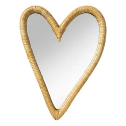 Xenos Spiegel rotan hart - bruin - 30x40 cm- Wandspiegels