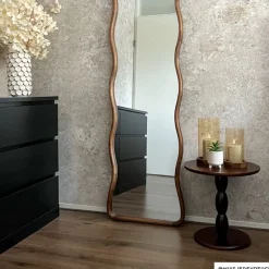 Xenos Spiegel XL met golfrand - bruin - 165x50 cm- Passpiegels