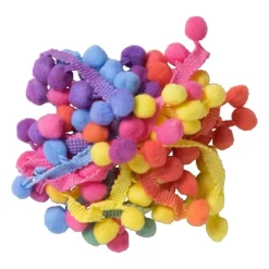 Xenos Stoffenband met pompons - set van 2 - 200 cm- Knutselspullen