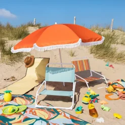 Xenos Strandparasol Tess - blauw - ø150x180 cm- Parasols|Strandaccessoires