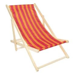 Xenos Strandstoel streep - oranje/roze - 92x82x58 cm- Strandaccessoires
