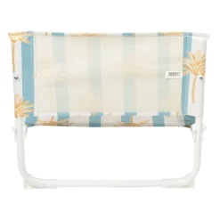 Xenos Strandstoeltje palmboom - blauw/wit - 45x45x46 cm- Strandaccessoires