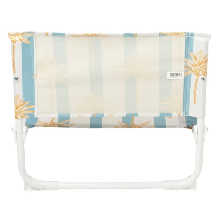 Xenos Strandstoeltje palmboom - blauw/wit - 45x45x46 cm- Strandaccessoires
