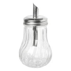 Xenos Suikerstrooier lijn - glas/rvs - ø7.5x14.5 cm- Koffie Accessoires|Thee Accessoires