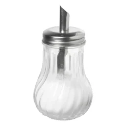 Xenos Suikerstrooier lijn - glas/rvs - ø7.5x14.5 cm- Koffie Accessoires|Thee Accessoires