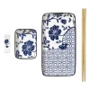 Xenos Sushi set - blauw/wit - 4-delig- Sushi Servies|Kerstcadeaus