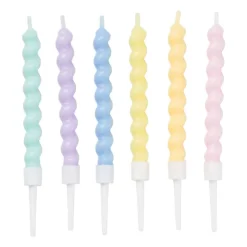 Xenos Taartkaarsen met twist - multikleur - set van 6- Taartkaarsjes