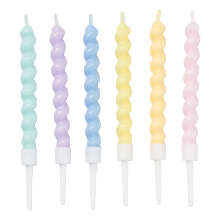 Xenos Taartkaarsen met twist - multikleur - set van 6- Taartkaarsjes