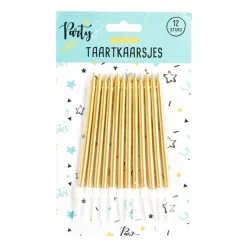 Xenos Taartkaarsjes - goud - set van 12- Taartkaarsjes|Verjaardagen