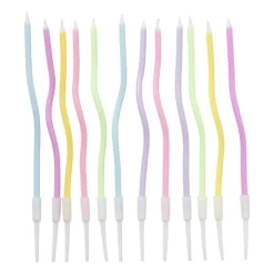 Xenos Taartkaarsjes gedraaid - set van 12 - ø3x15 cm- Taartkaarsjes