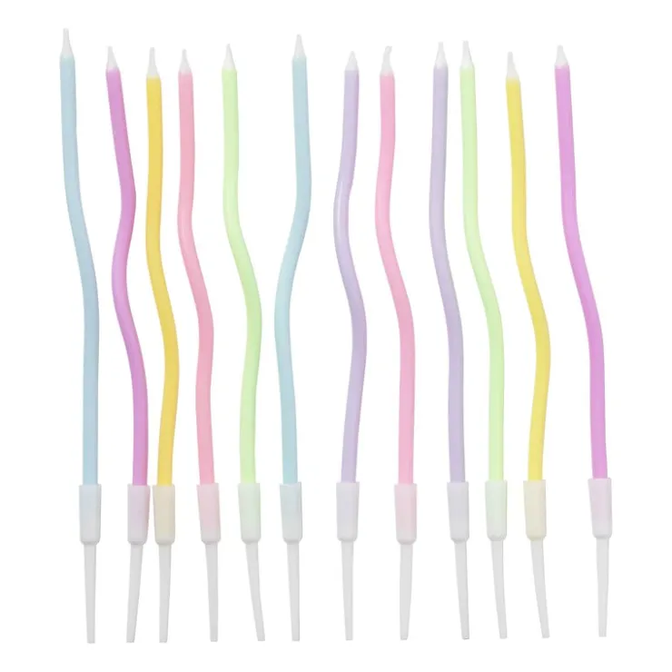Xenos Taartkaarsjes gedraaid - set van 12 - ø3x15 cm- Taartkaarsjes