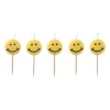 Xenos Taartkaarsjes smiley - set van 5 - ø10x2.5 cm- Taartkaarsjes