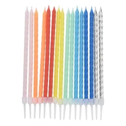 Xenos Taartkaarsjes swirl - multikleur - set van 16- Taartkaarsjes