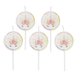 Xenos Taartkaarsjes unicorn - set van 5- Taartkaarsjes|Kinderfeestjes
