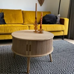Xenos Tafel/kast Uppsala rond - naturel - ø60x40 cm- Salontafels|Kast Met Deuren