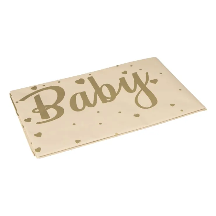 Xenos Tafelkleed baby - bruin/goud - 136x220 cm- Wegwerptafelkleden|Babyshower