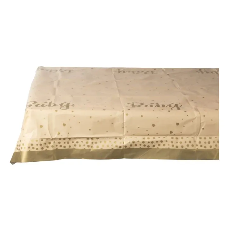 Xenos Tafelkleed baby - bruin/goud - 136x220 cm- Wegwerptafelkleden|Babyshower