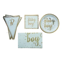 Xenos Tafelkleed baby boy - blauw/goud - 136x220 cm- Wegwerptafelkleden|Babyshower