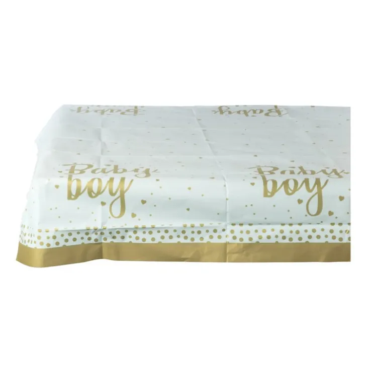 Xenos Tafelkleed baby boy - blauw/goud - 136x220 cm- Wegwerptafelkleden|Babyshower