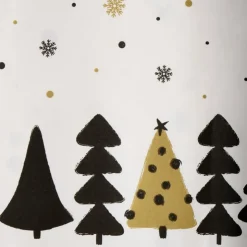 Xenos Tafelkleed kerstbomen - zwart/wit/goud - 138x220 cm- Kersttafelkleden