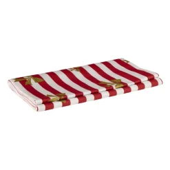Xenos Tafelkleed strikjes en strepen - rood/wit - 138x220 cm- Kersttafelkleden