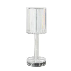 Xenos Tafellamp kristal - multikleur - 8.5x8.5x24.5 cm- Kerstcadeaus|Tafellampen