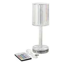 Xenos Tafellamp kristal - multikleur - 8.5x8.5x24.5 cm- Kerstcadeaus|Tafellampen