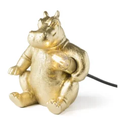 Xenos Tafellamp nijlpaard - goud - 19.5 cm- Tafellampen