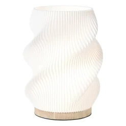 Xenos Tafellamp swirl Marian - wit/bruin - ø16x20.5 cm- Tafellampen