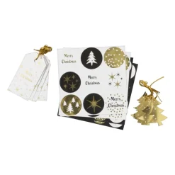Xenos Tag en stickerset kerst - zwart/goudkleurig- Kerst Knutselen