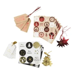 Xenos Tag en stickerset kerst - zwart/goudkleurig- Kerst Knutselen