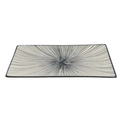 Xenos Tapas bord Sevilla - zwarte lijnen - 28x15.5 cm- Sushi Servies|Tapasservies