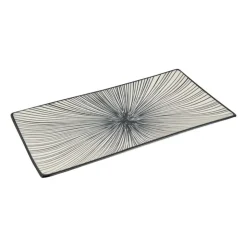 Xenos Tapas bord Sevilla - zwarte lijnen - 28x15.5 cm- Sushi Servies|Tapasservies