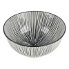 Xenos Tapas rijstschaaltje Sevilla - zwarte lijnen - ø11.5x5.8 cm- Sushi Servies|Tapasservies