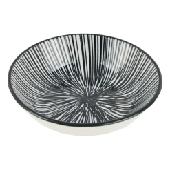 Xenos Tapas sausschaaltje Sevilla - zwarte lijnen - ø9x2.5 cm- Sushi Servies|Tapasservies