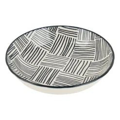 Xenos Tapas schaaltje Sevilla - zwarte streepjes - ø14x3.5 cm- Sushi Servies|Tapasservies