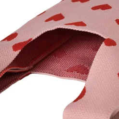 Xenos Tas hartjes - roze/rood - 20x34cm- Kerstcadeaus