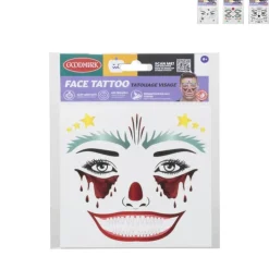 Xenos Tattoo gezicht - diverse varianten - 14x18x0.1 cm- Verkleedaccessoires