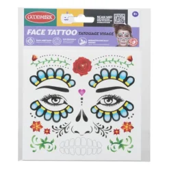 Xenos Tattoo gezicht - diverse varianten - 14x18x0.1 cm- Verkleedaccessoires