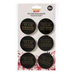 Xenos Team groom buttons - zwart/goudkleurig - set van 6- Bruiloft