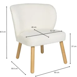 Xenos Teddy fauteuil - Troyes - wit - 68.5x60x59.5 cm- Fauteuils