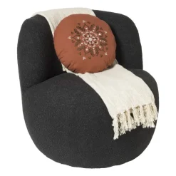 Xenos Teddy fauteuil - zwart - ø73.5x71.5 cm- Fauteuils
