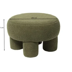 Xenos Teddy poef dodo - groen - ø52x31 cm- Poefjes