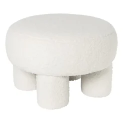 Xenos Teddy poef dodo - wit - ø52x31 cm- Poefjes