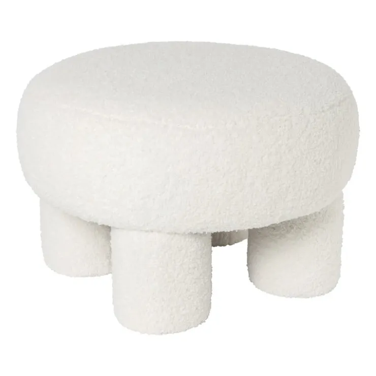 Xenos Teddy poef dodo - wit - ø52x31 cm- Poefjes