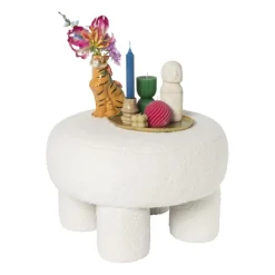 Xenos Teddy poef dodo - wit - ø52x31 cm- Poefjes